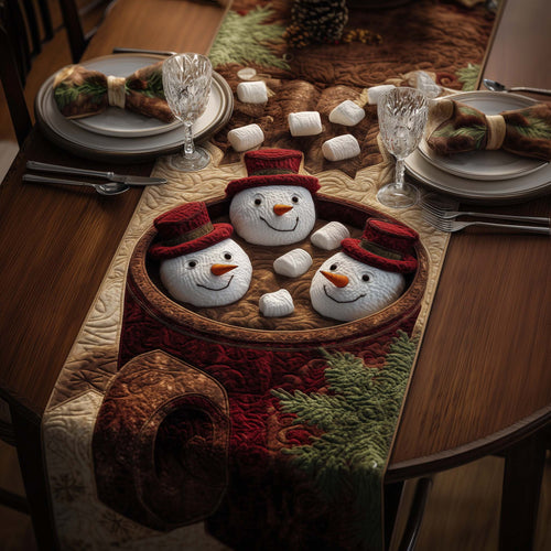 Hot Cocoa Snowmen Quilted Table Runner GFTOQM709