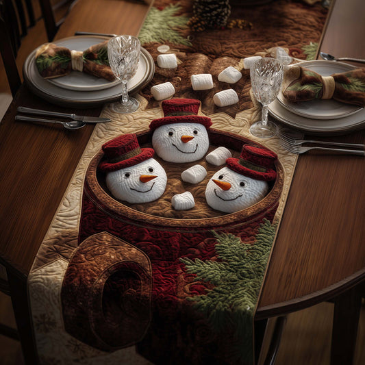Hot Cocoa Snowmen Quilted Table Runner GFTOQM709