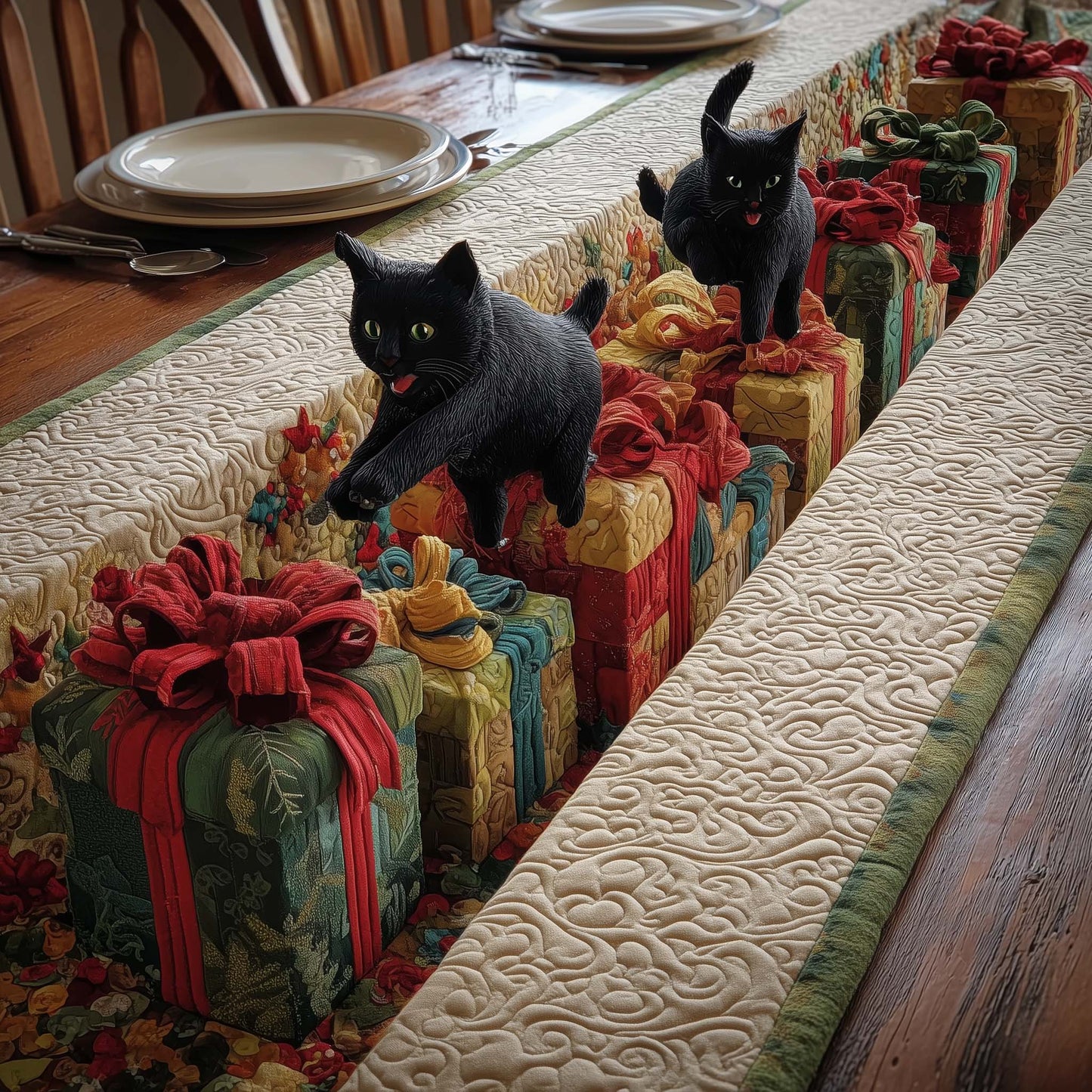 Cat Presents Quilted Table Runner GFTOQM713