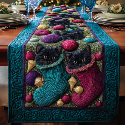 Stocking Cats Quilted Table Runner GFTOQM720