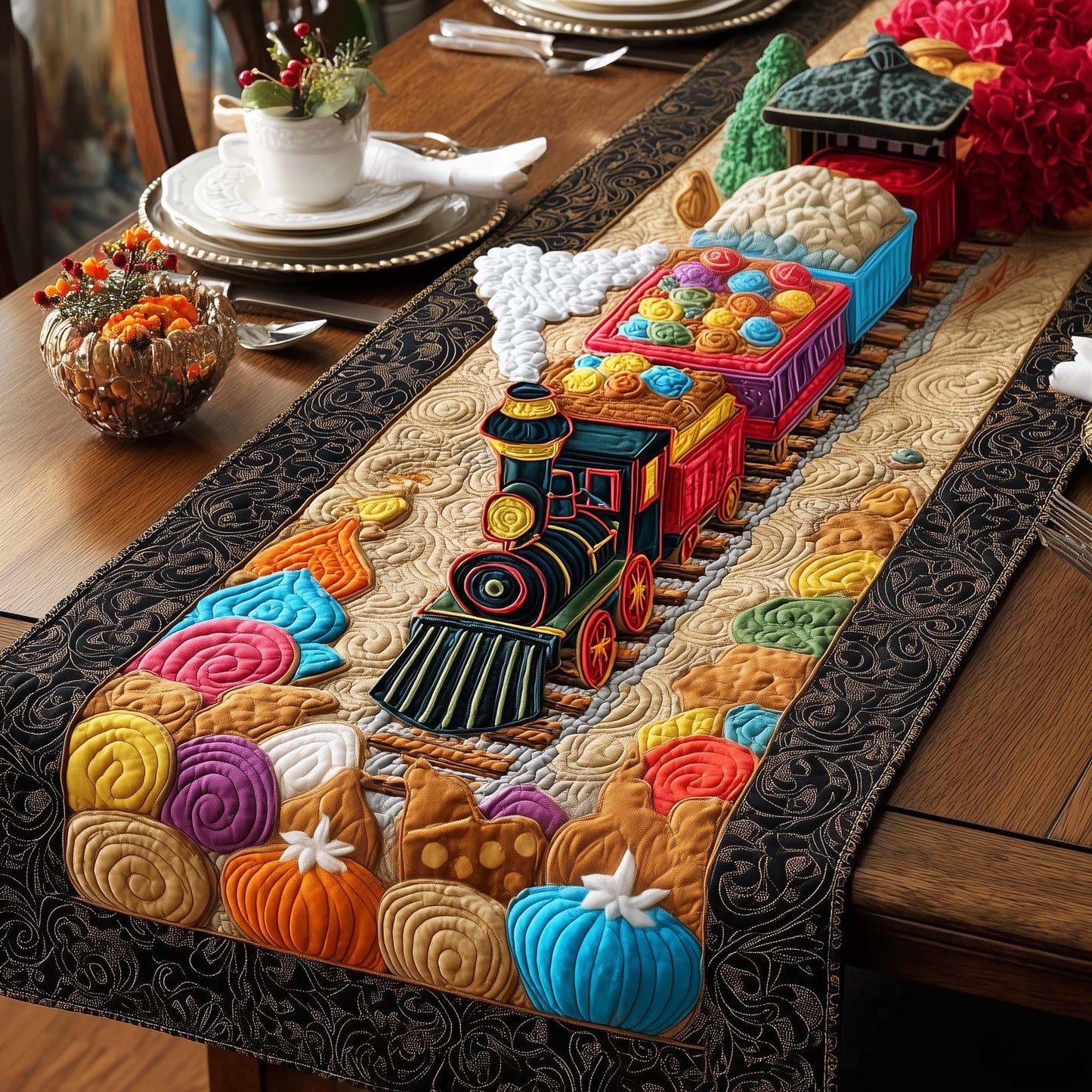 Candy Train Quilted Table Runner GFTOQM732