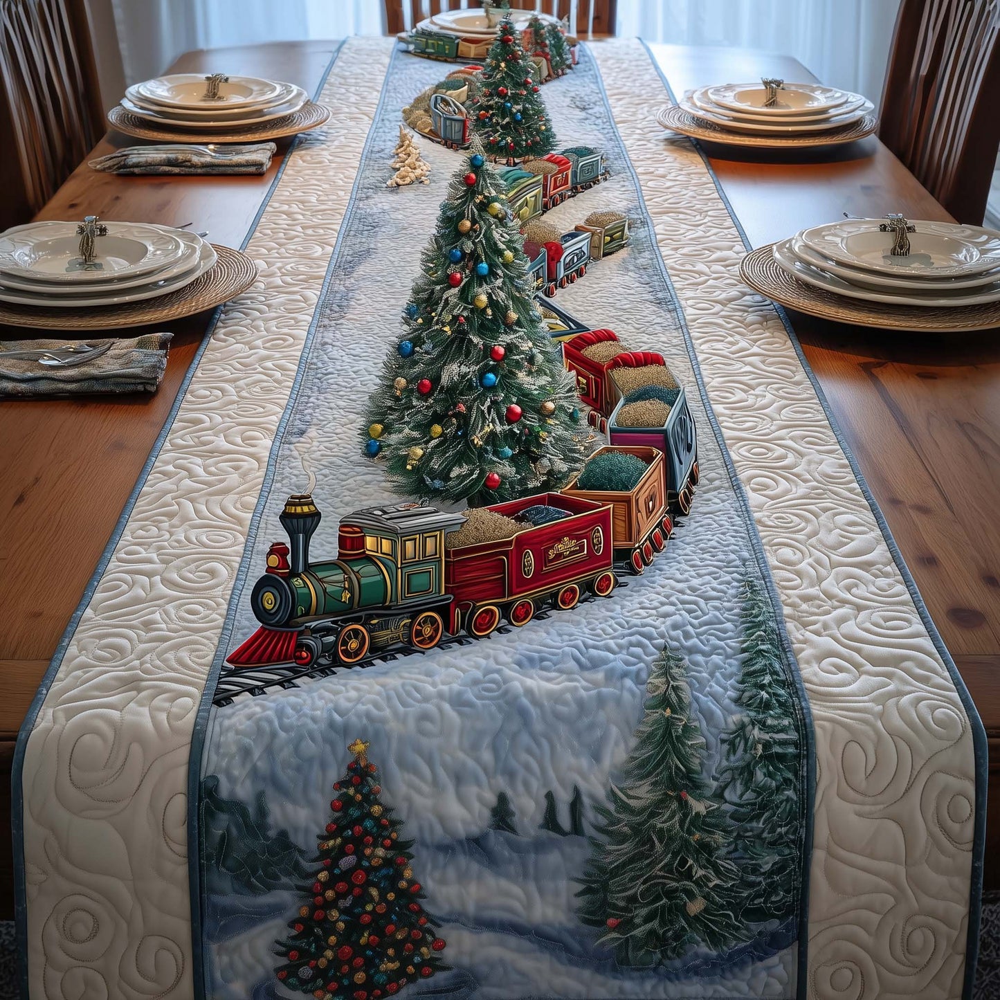 Christmas Train Quilted Table Runner GFTOQM733
