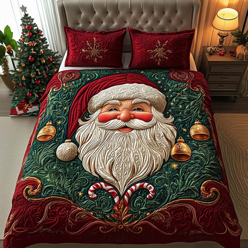 Classic Santa 3-Piece Quilted Bedding Set GFTOQM734