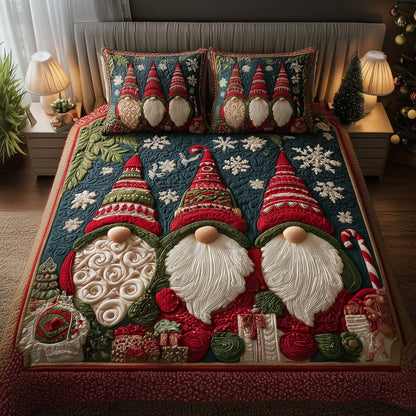 Trio Gnomes 3-Piece Quilted Bedding Set GFTOQM741