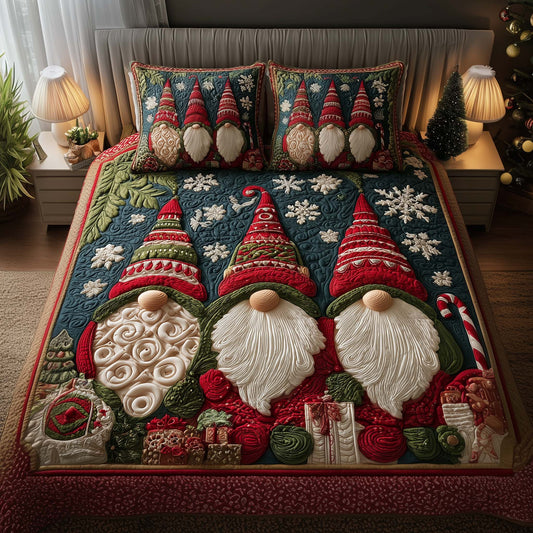 Trio Gnomes 3-Piece Quilted Bedding Set GFTOQM741