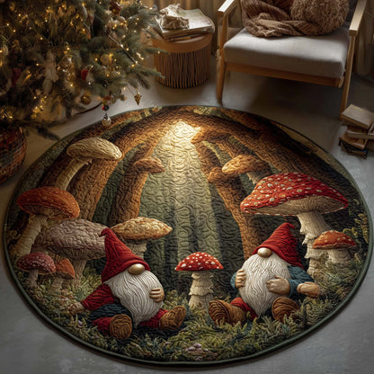 Mushroom Gnomes Quilted Round Mat GFTOQM753