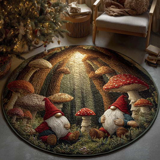 Mushroom Gnomes Quilted Round Mat GFTOQM753