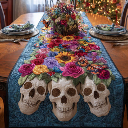 Floral Skulls Quilted Table Runner GFTOQM760