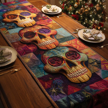 Colorful Skulls Quilted Table Runner GFTOQM761