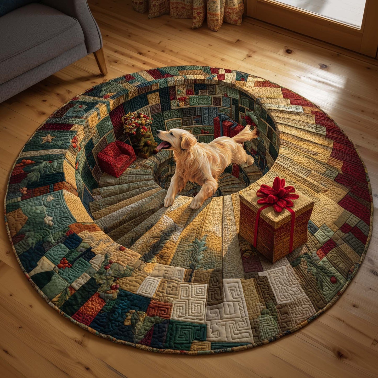 Golden Retriever Quilted Round Mat GFTOQM76