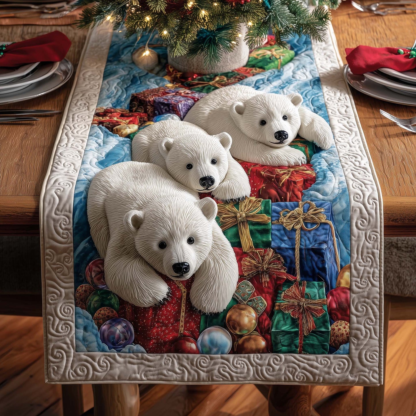 Gift Bears Quilted Table Runner GFTOQM777