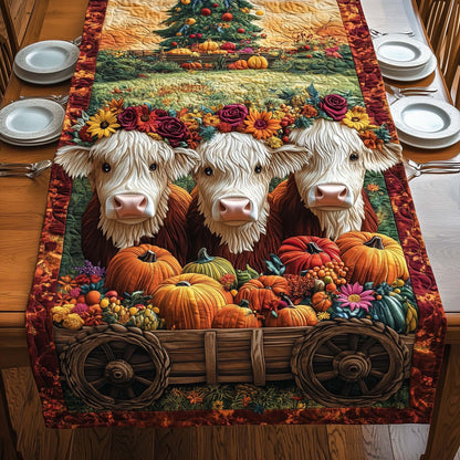 Flower Cows Quilted Table Runner GFTOQM784