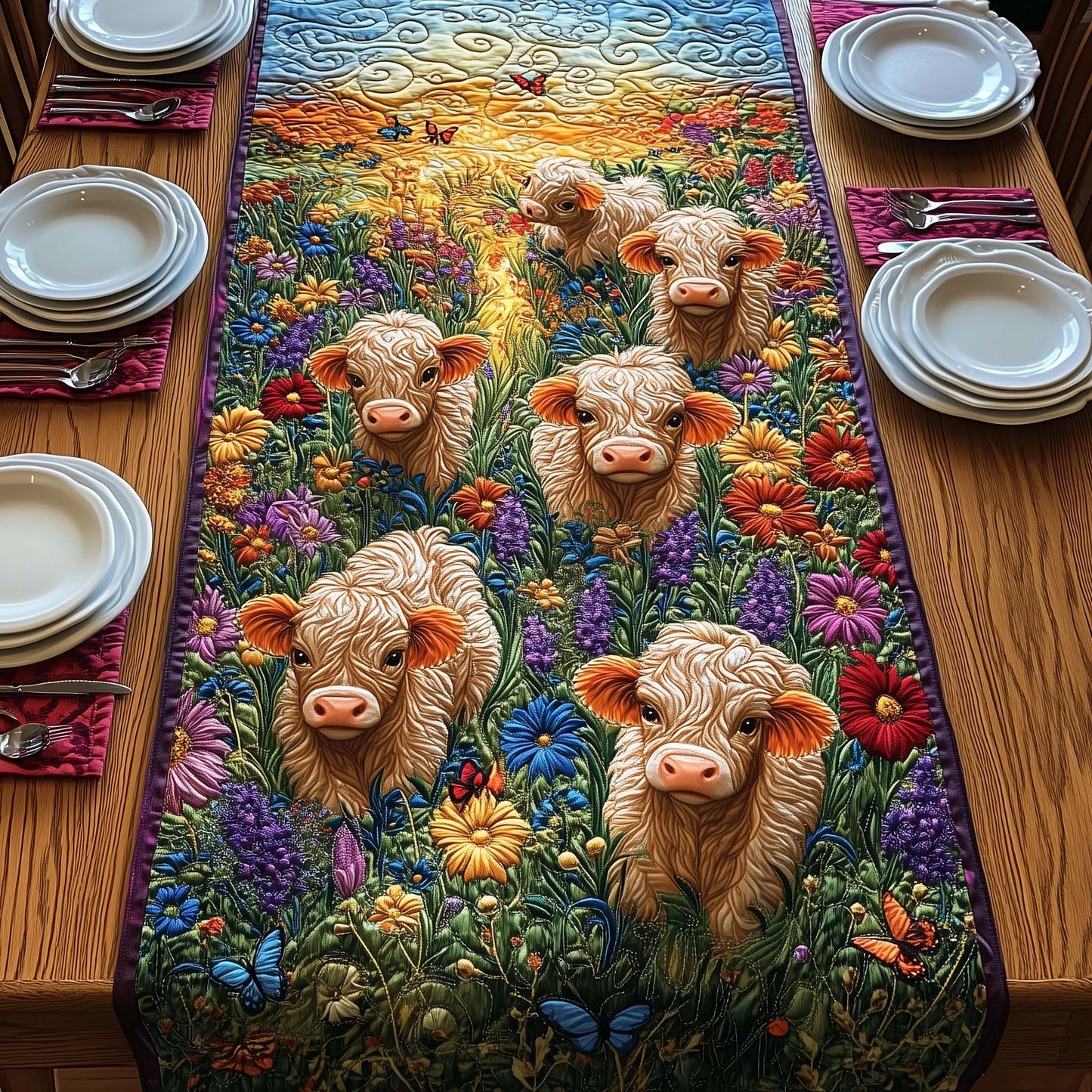 Meadow Cows Quilted Table Runner GFTOQM785