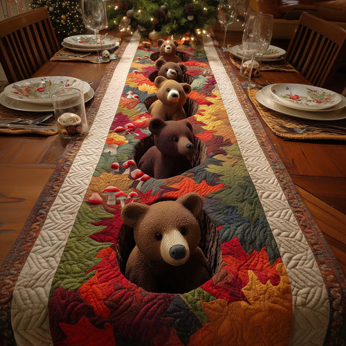 Leaves Bears Quilted Table Runner GFTOQM804