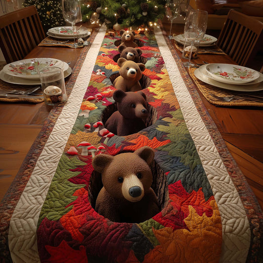 Leaves Bears Quilted Table Runner GFTOQM804
