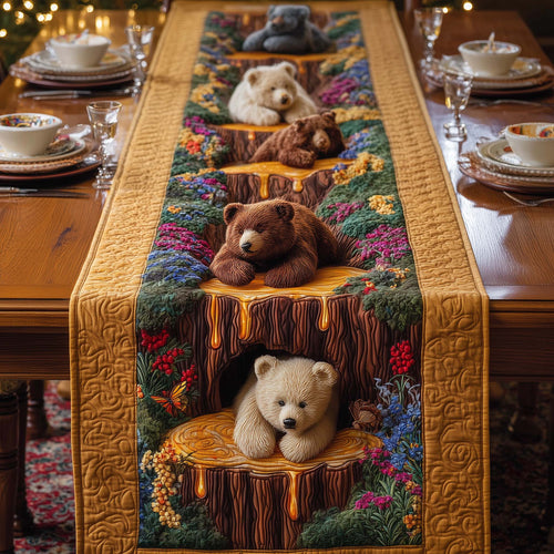Honey Falls Bears Quilted Table Runner GFTOQM805