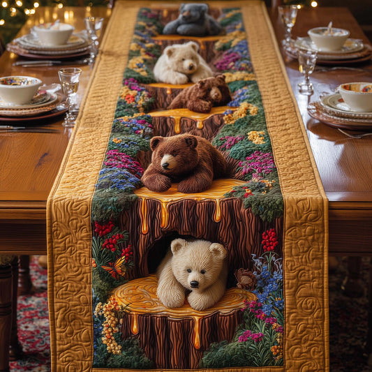 Honey Falls Bears Quilted Table Runner GFTOQM805