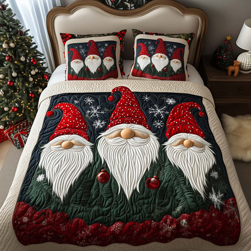 Trio Gnomes 3-Piece Quilted Bedding Set GFTOQM811
