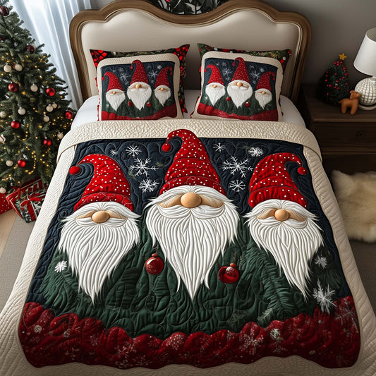 Trio Gnomes 3-Piece Quilted Bedding Set GFTOQM811
