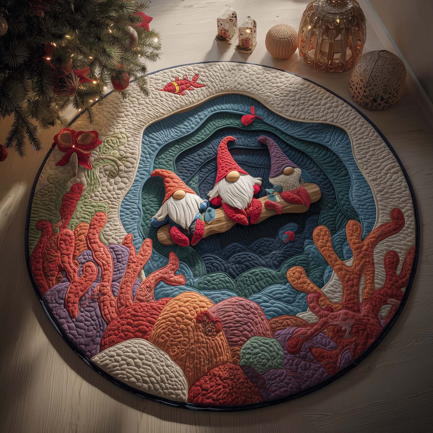 Ocean Gnomes Quilted Round Mat GFTOQM828