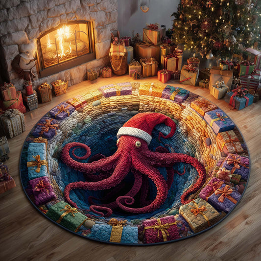 Santa Octopus Quilted Round Mat GFTOQM829