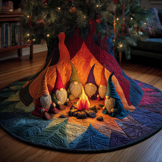 Campfire Gnomes Quilted Tree Skirt GFTOQM857