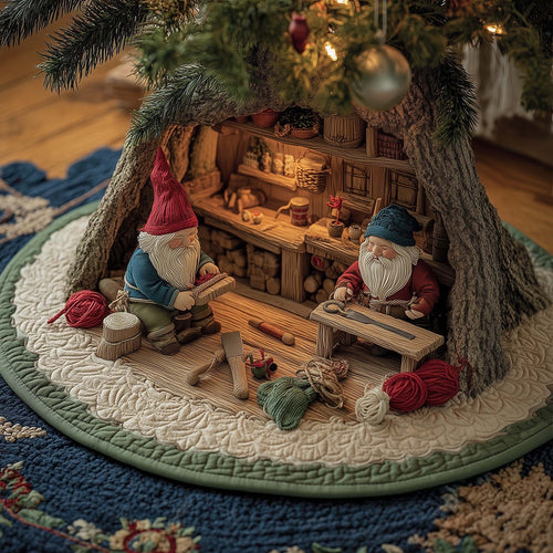 Workshop Gnomes Quilted Tree Skirt GFTOQM858