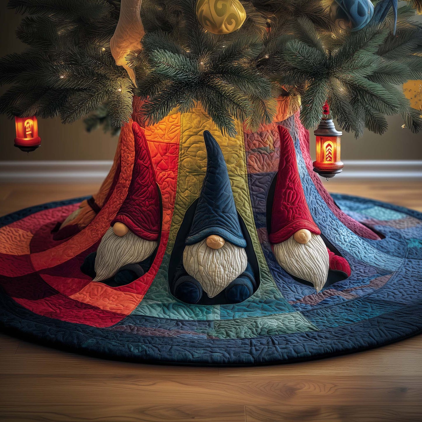 Tent Gnomes Quilted Tree Skirt GFTOQM859