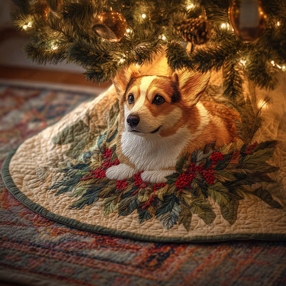 Wreath Corgi Quilted Tree Skirt GFTOQM870