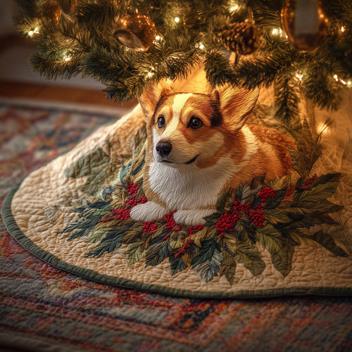 Wreath Corgi Quilted Tree Skirt GFTOQM870