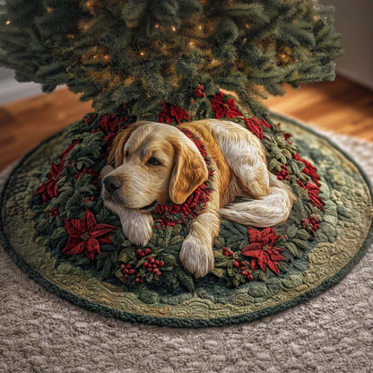 Poinsettia Golden Quilted Tree Skirt GFTOQM876