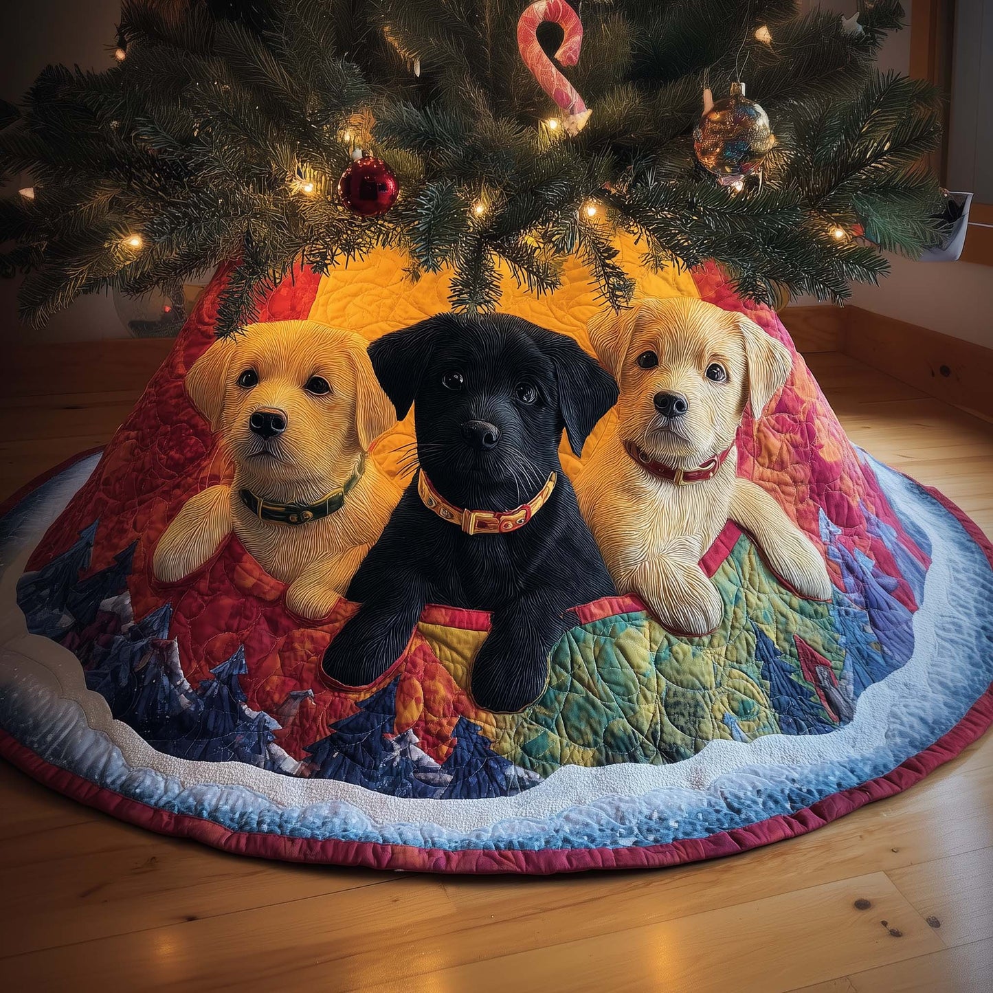 Golden Trio Quilted Tree Skirt GFTOQM877