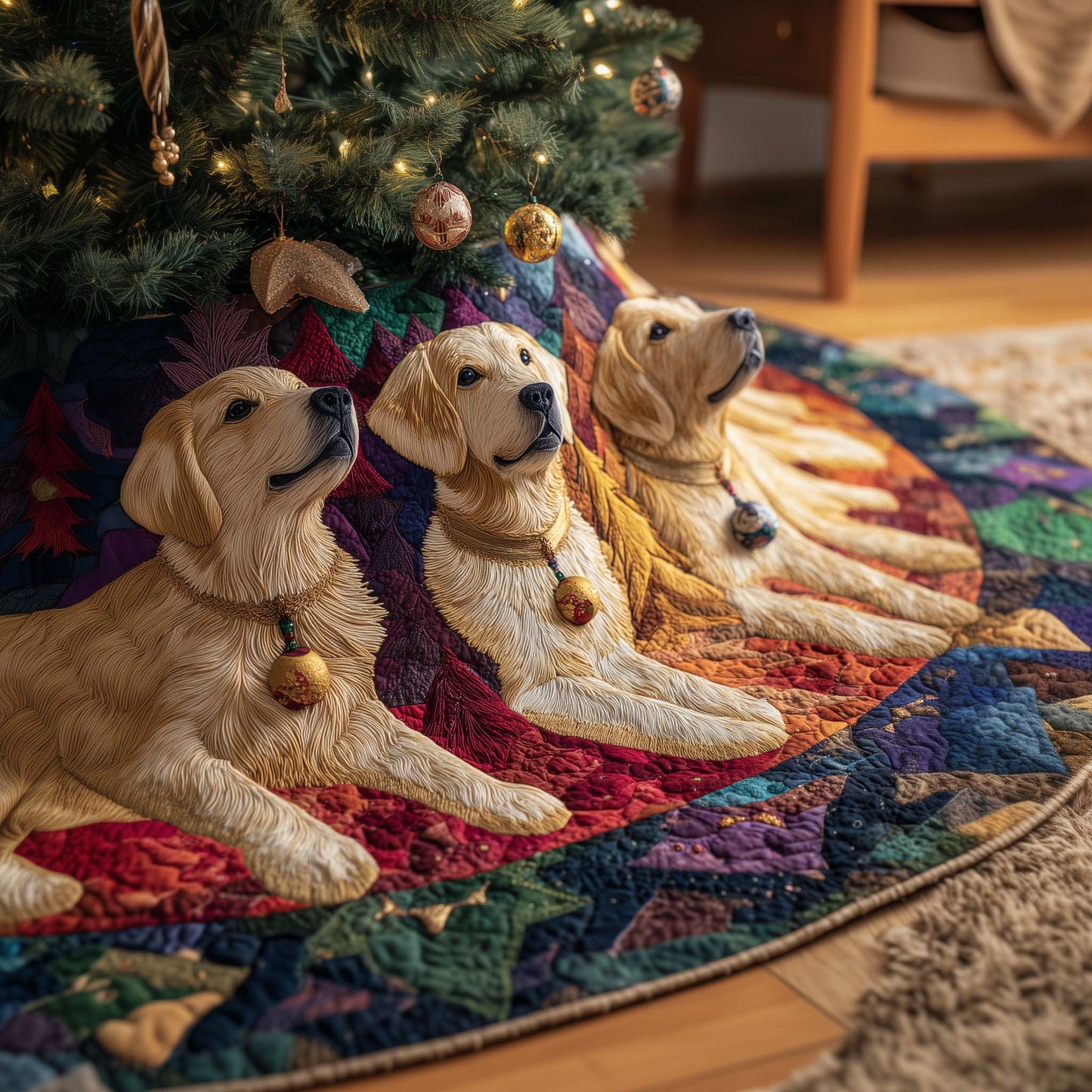 Golden Row Quilted Tree Skirt GFTOQM880