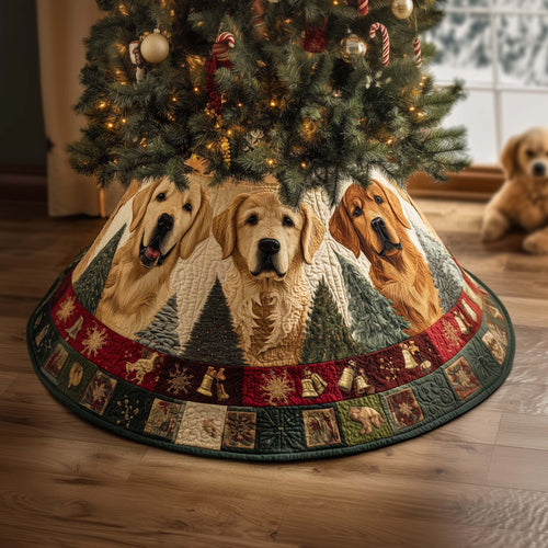 Patchwork Golden Quilted Tree Skirt GFTOQM881