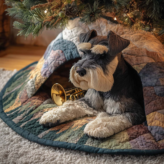 Playing Schnauzer Quilted Tree Skirt GFTOQM891