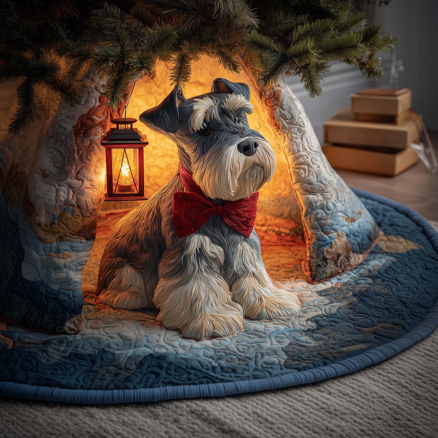 Red Bow Schnauzer Quilted Tree Skirt GFTOQM892