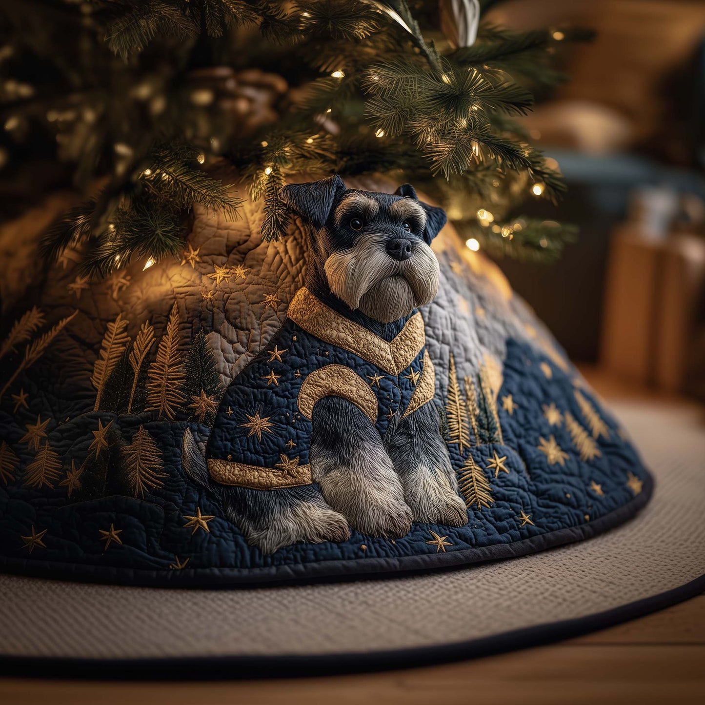 Star Sweater Schnauzer Quilted Tree Skirt GFTOQM896