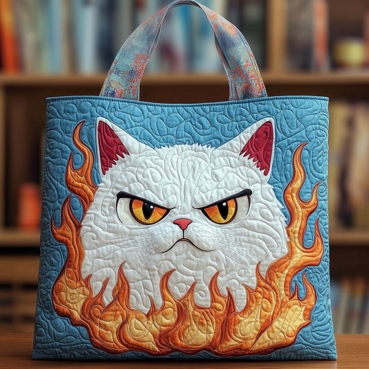 Angry Cat Quilted Tote Bag GFTOQM8