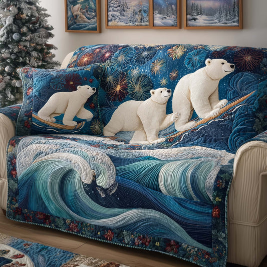 Surfing Bears Quilted Sofa Cover GFTOQM909