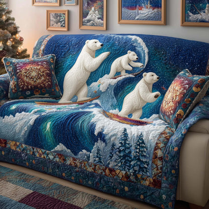 Surfing Bears Quilted Sofa Cover GFTOQM913
