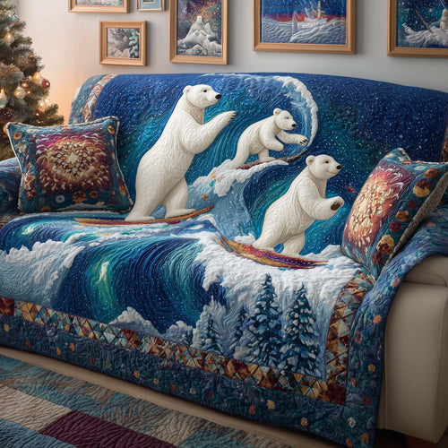 Surfing Bears Quilted Sofa Cover GFTOQM913