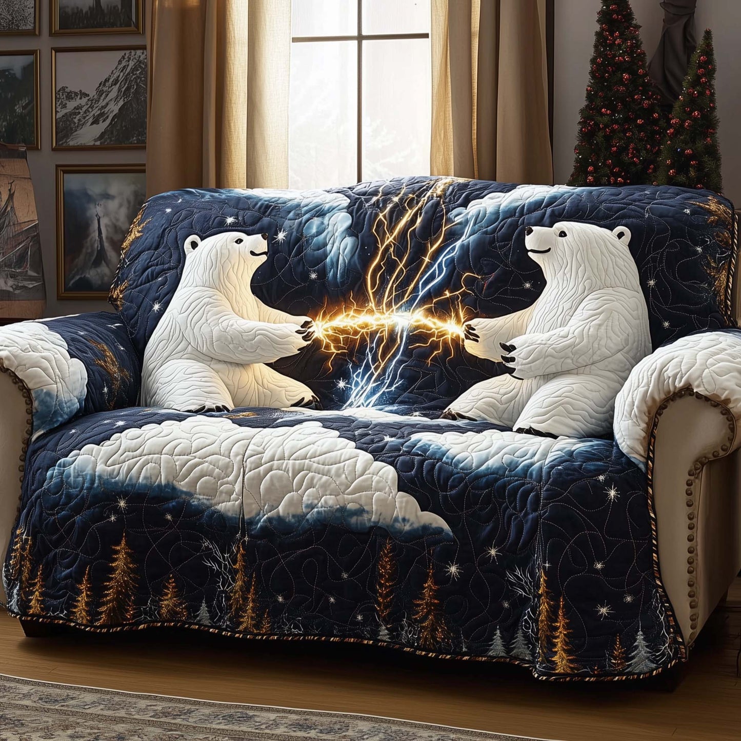 Storm Bears Quilted Sofa Cover GFTOQM917