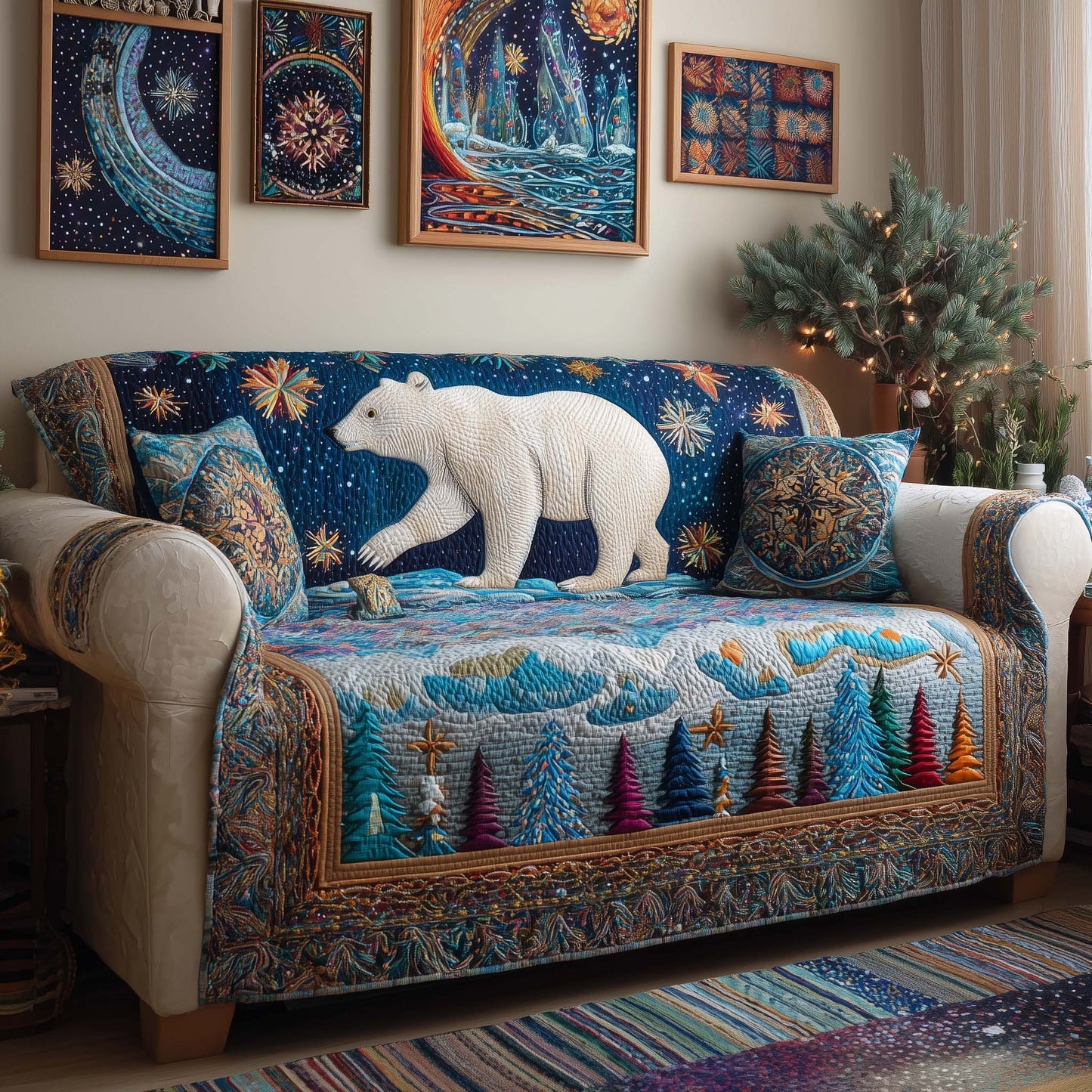 Walking Bears Quilted Sofa Cover GFTOQM920