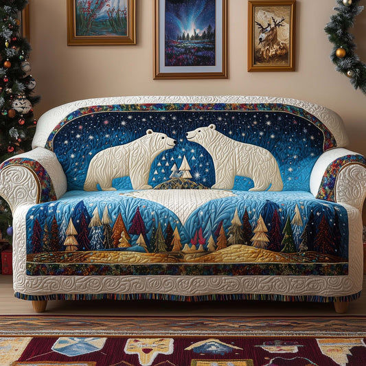 Forest Polar Bears Quilted Sofa Cover GFTOQM921