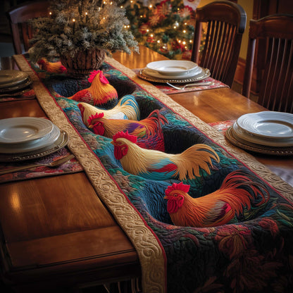 Rainbow Rooster Quilted Table Runner GFTOQM923