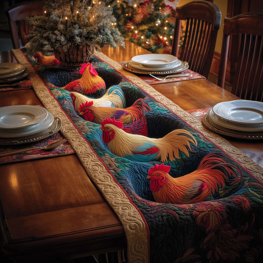 Rainbow Rooster Quilted Table Runner GFTOQM923