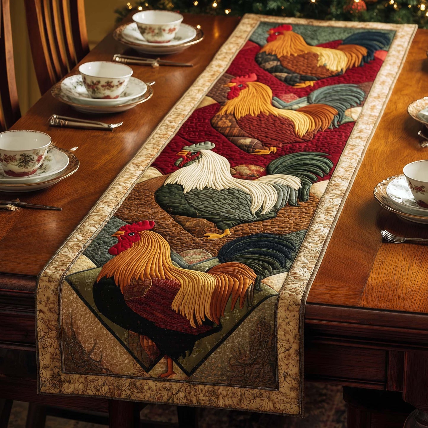 Layered Rooster Quilted Table Runner GFTOQM927