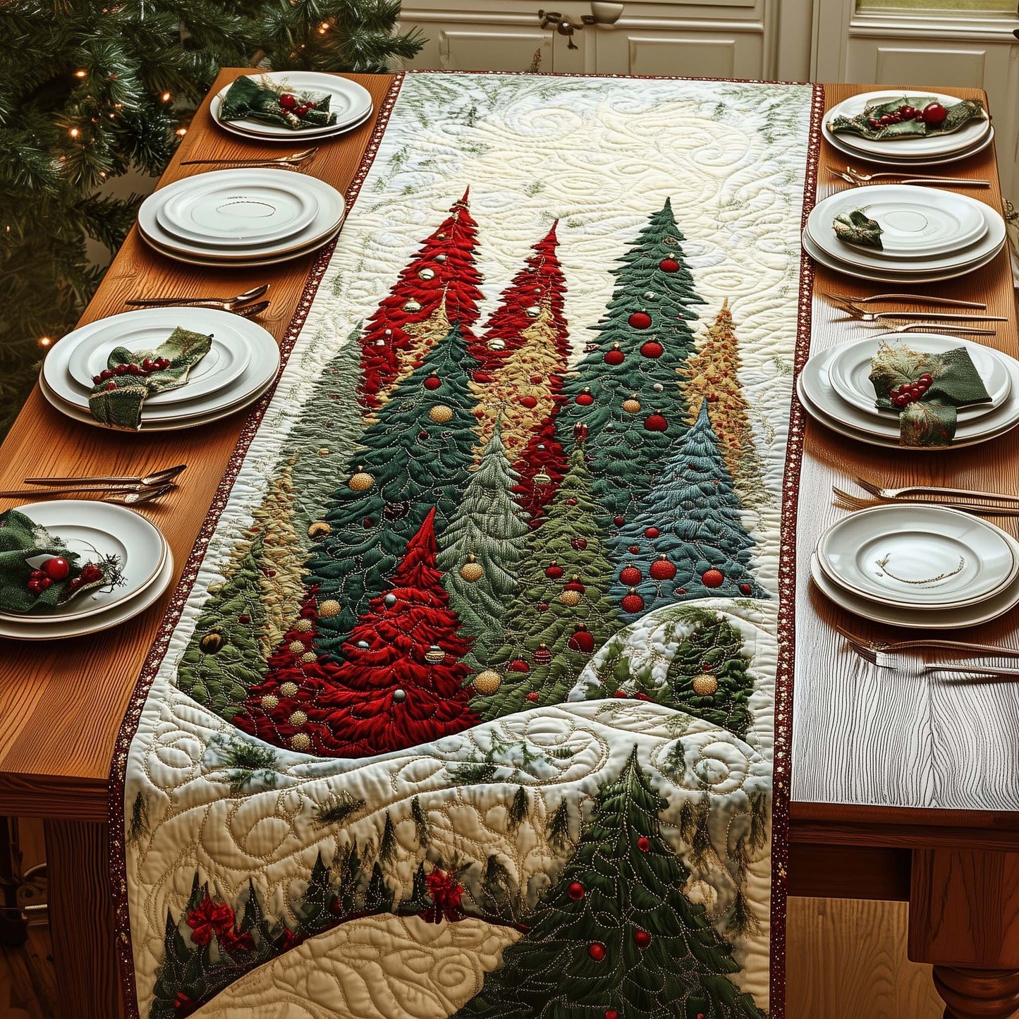 Layered Forest Quilted Table Runner GFTOQM934