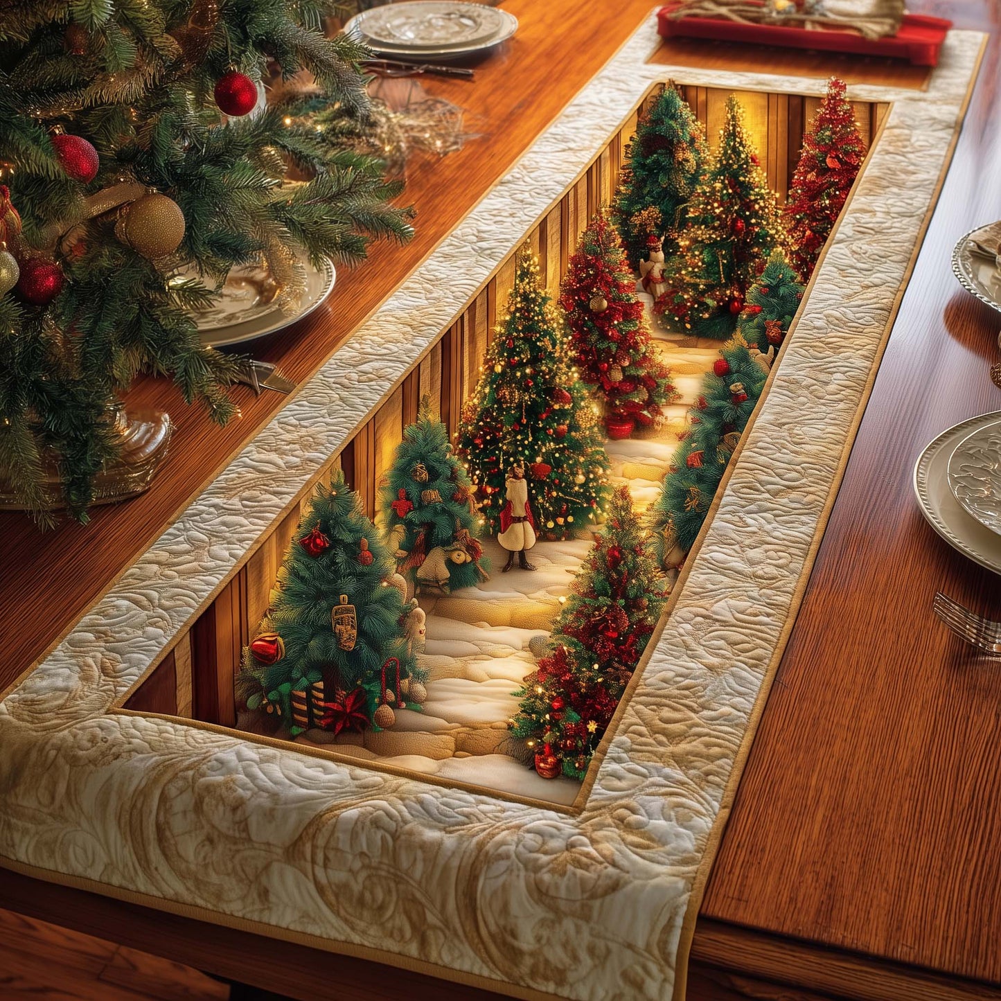 Warm Pines Quilted Table Runner GFTOQM937