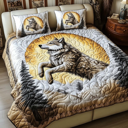 Lunar Wolf 3-Piece Quilted Bedding Set GFTOQM942